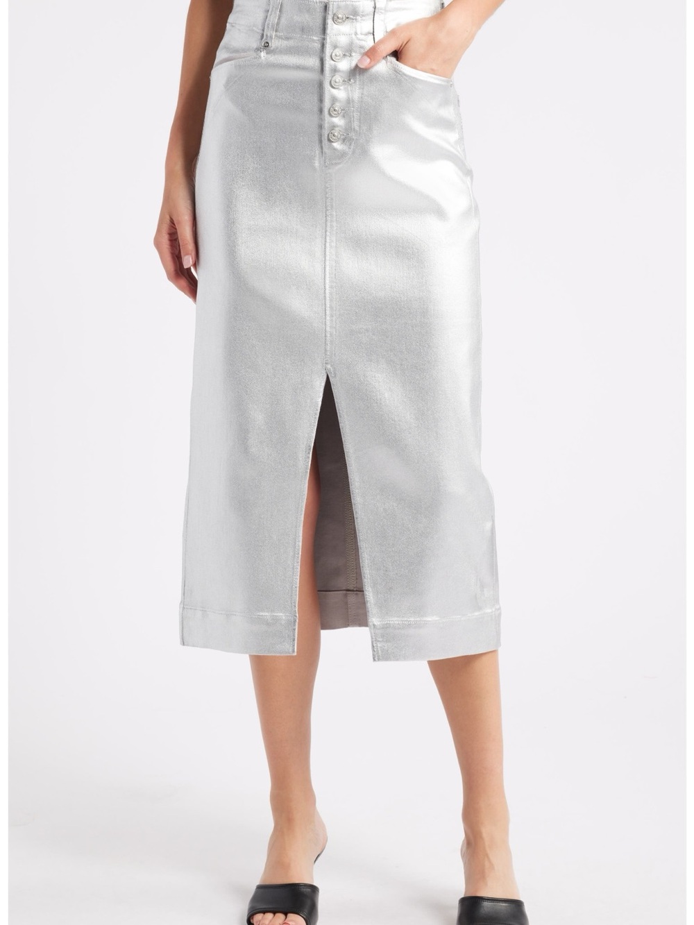 Paige Meadow Midi Skirt Metallic Sz: 28